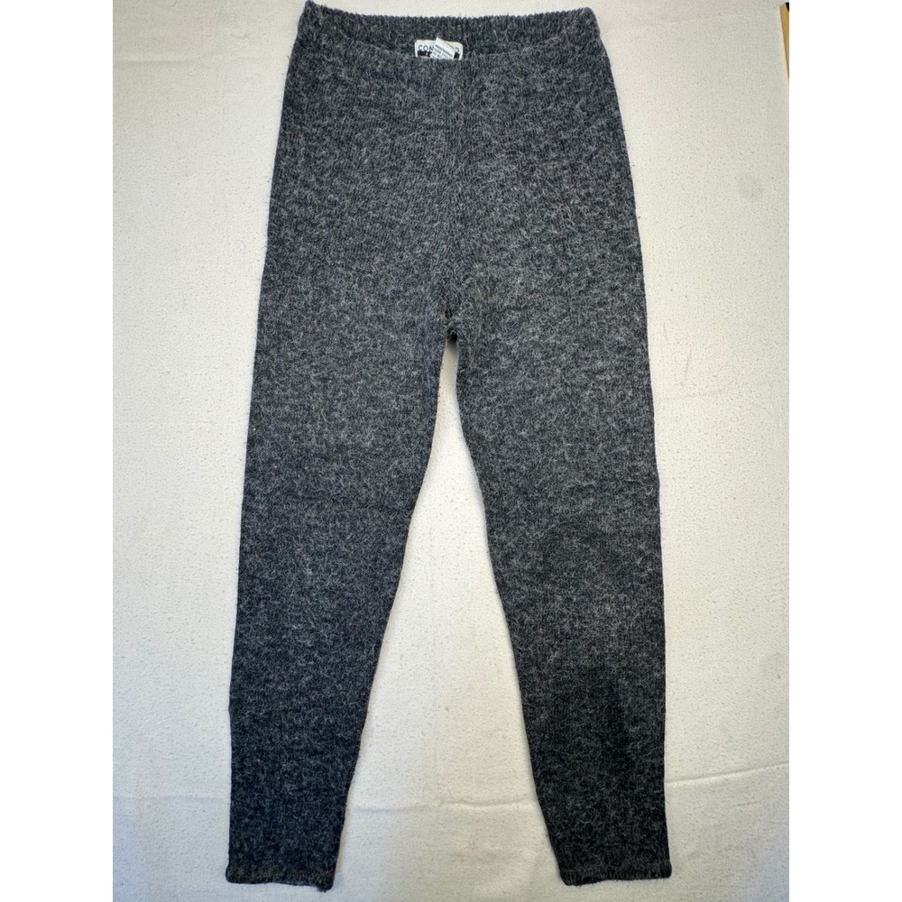 Contempo Casuals‎ Knit Leggings Women M Gray Vintage Fuzzy High Waisted